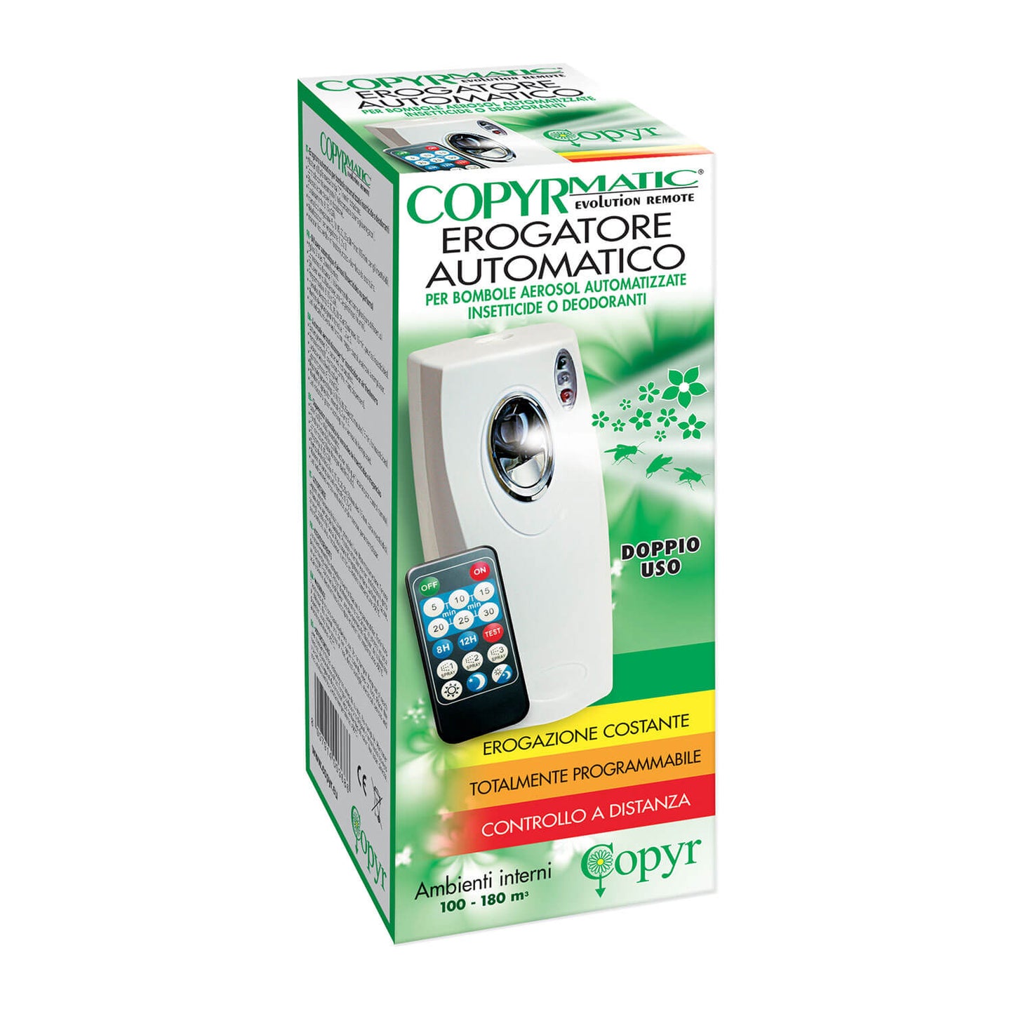 Dispensador automático programable para insecticidas o fragancias con evolución copirrmática Tendomo remoto remoto