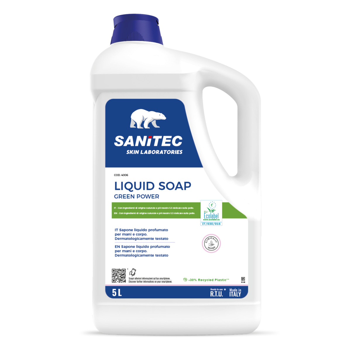 Sapone liquido mani Ecolabel Sanitec Liquid Soap Green Power 5 litri