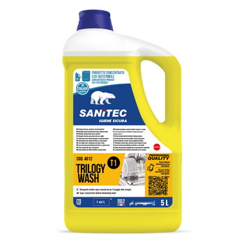 Detergente alcalino concentrato per lavastoviglie Sanitec Trilogy Wash T1 2x5 litri