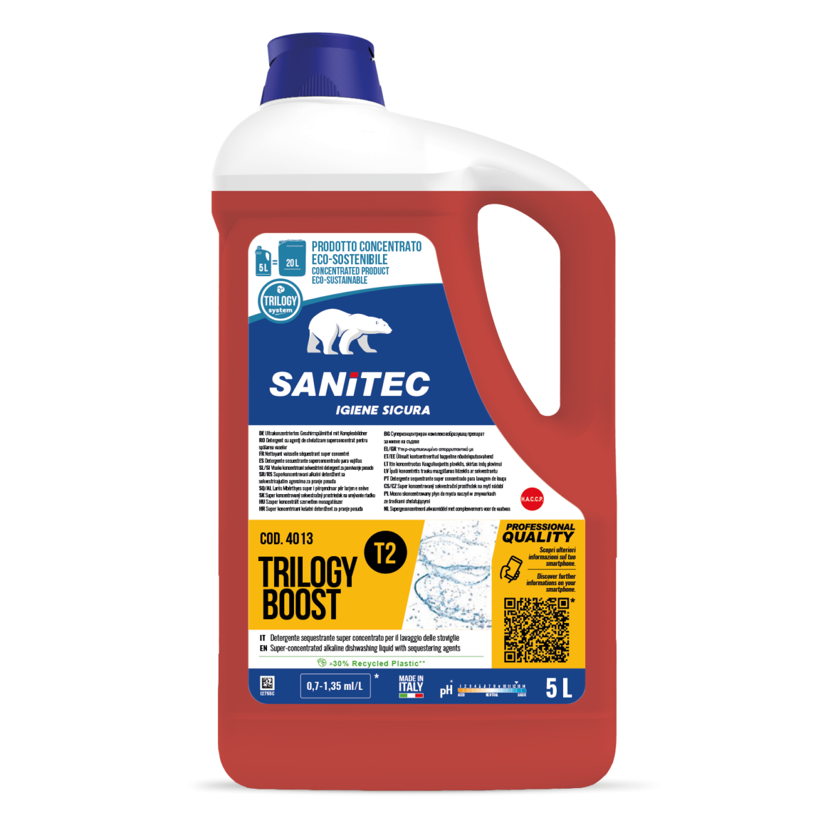 Sequestrante concentrato per lavastoviglie Sanitec Trilogy Boost T2 5 litri