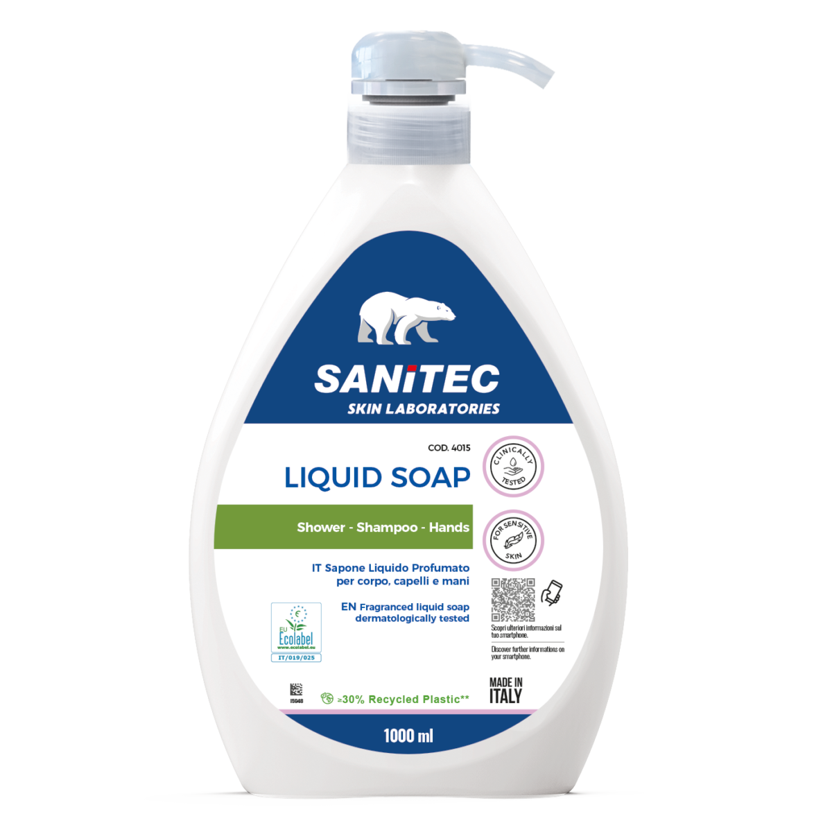 Sapone liquido mani Ecolabel Sanitec Liquid Soap Green Power 1 litro