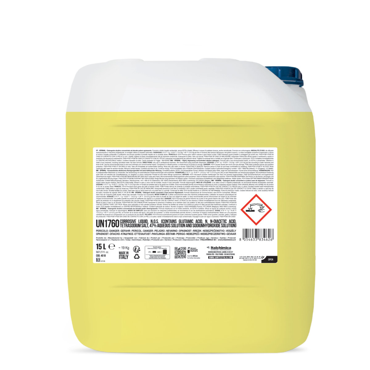 Detergente per lavaggio manuale stoviglie Sanitec Stovil Green Power 15 lt