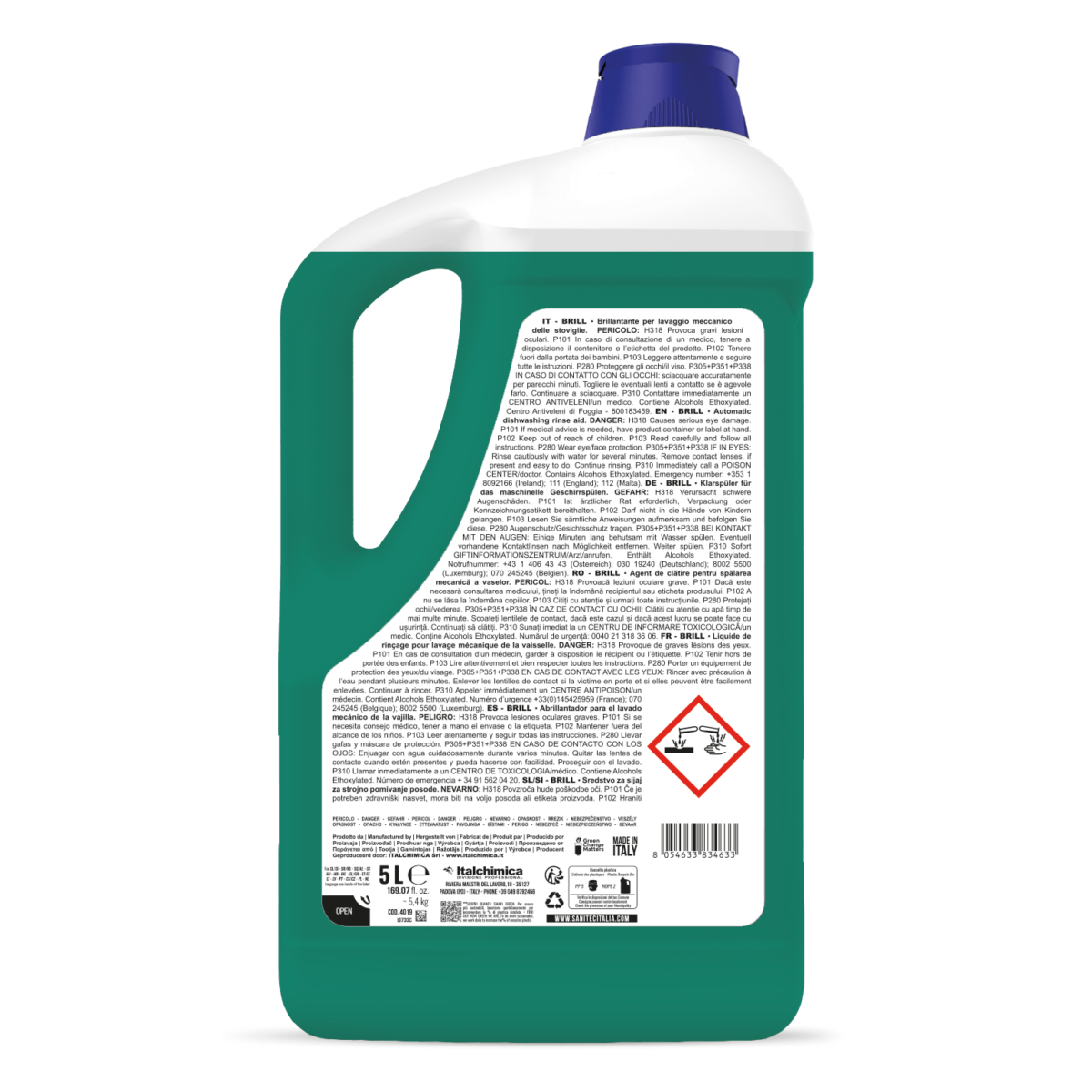 Brillantante Ecolabel per lavaggio stoviglie Sanitec Brill Green Power 5 lt