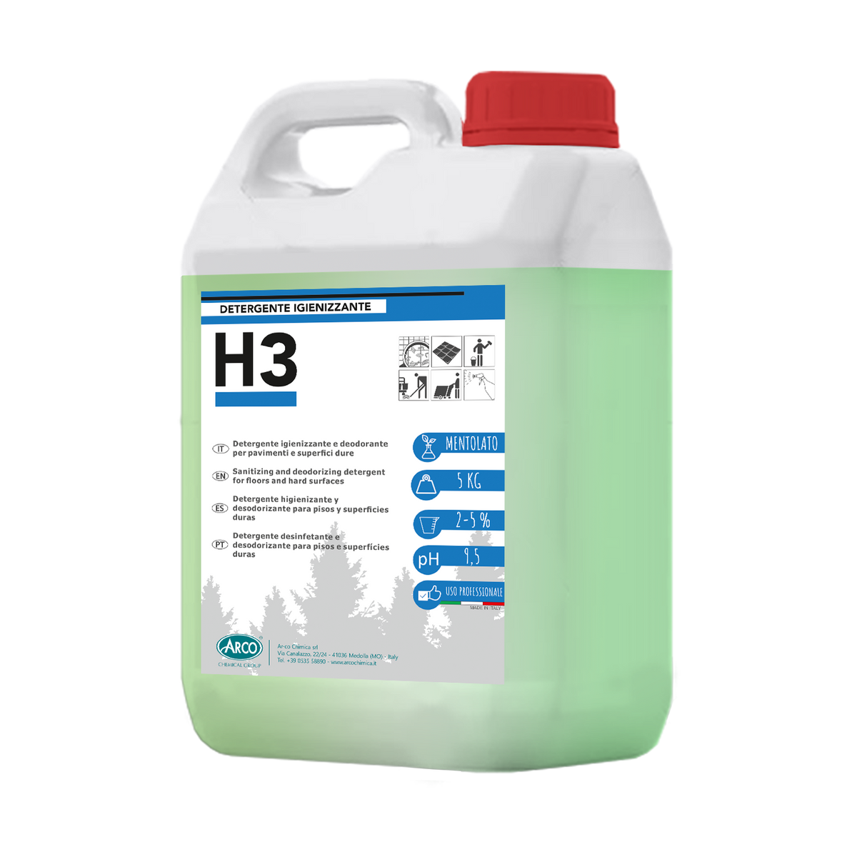 Igienizzante detergente deodorante profumato Arco Chimica H3 5 kg