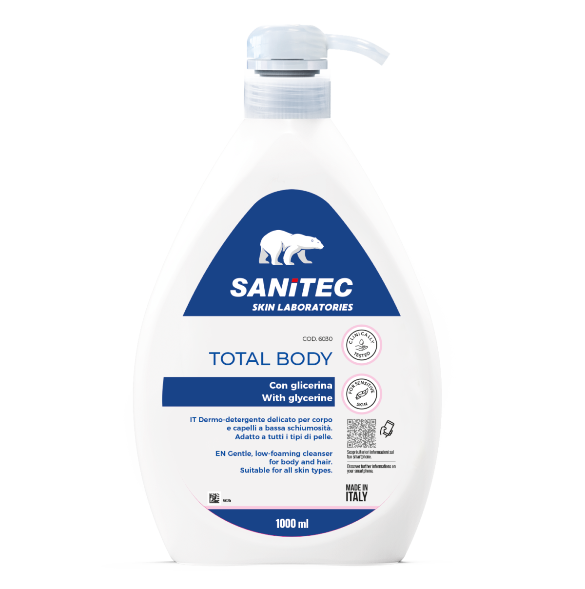 Dermodetergente corpo e capelli Sanitec Total Body 6x1 litro