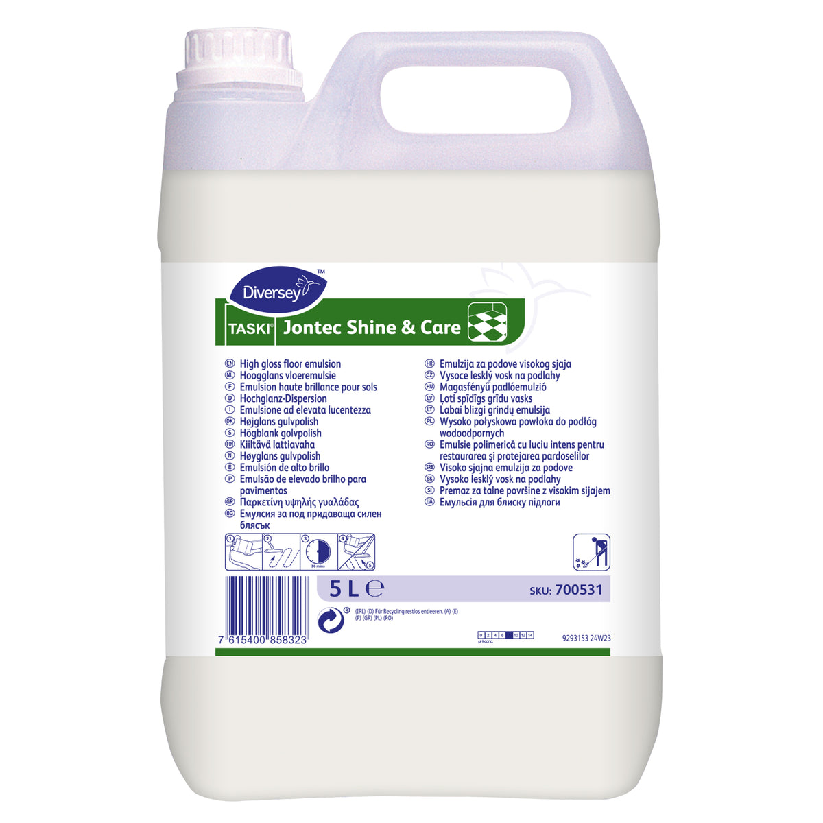 Emulsione con elevato grado di lucentezza Diversey TASKI Jontec Shine & Care 5 litri