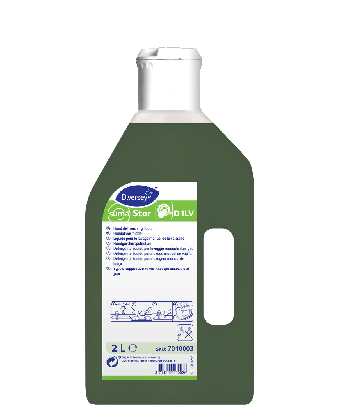 Detergente liquido per lavaggio manuale stoviglie Diversey Suma Star D1 2 litri