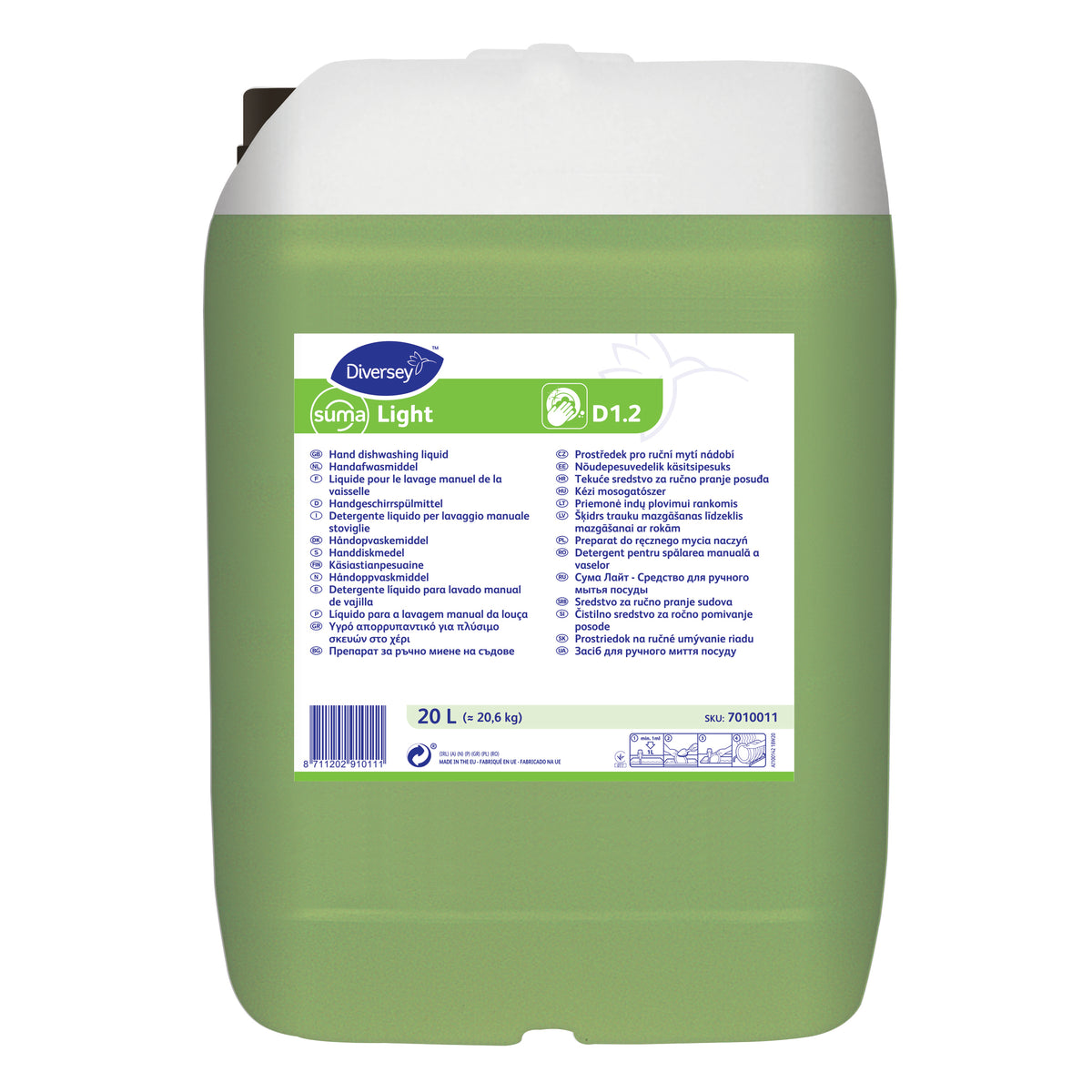 Detergente liquido per lavaggio manuale stoviglie Diversey Suma Light D1.2 20 litri