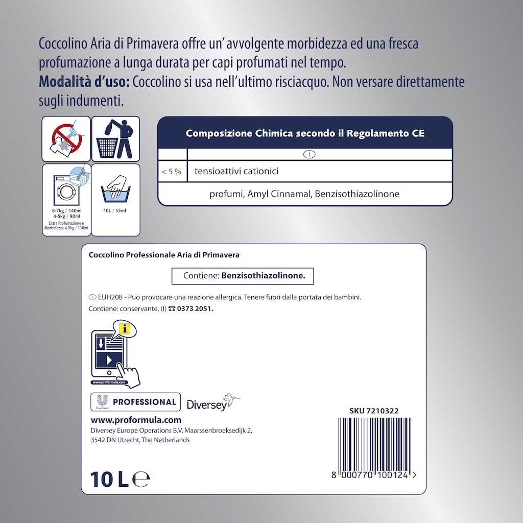 Ammorbidente per biancheria Diversey Coccolino Primavera 10 litri