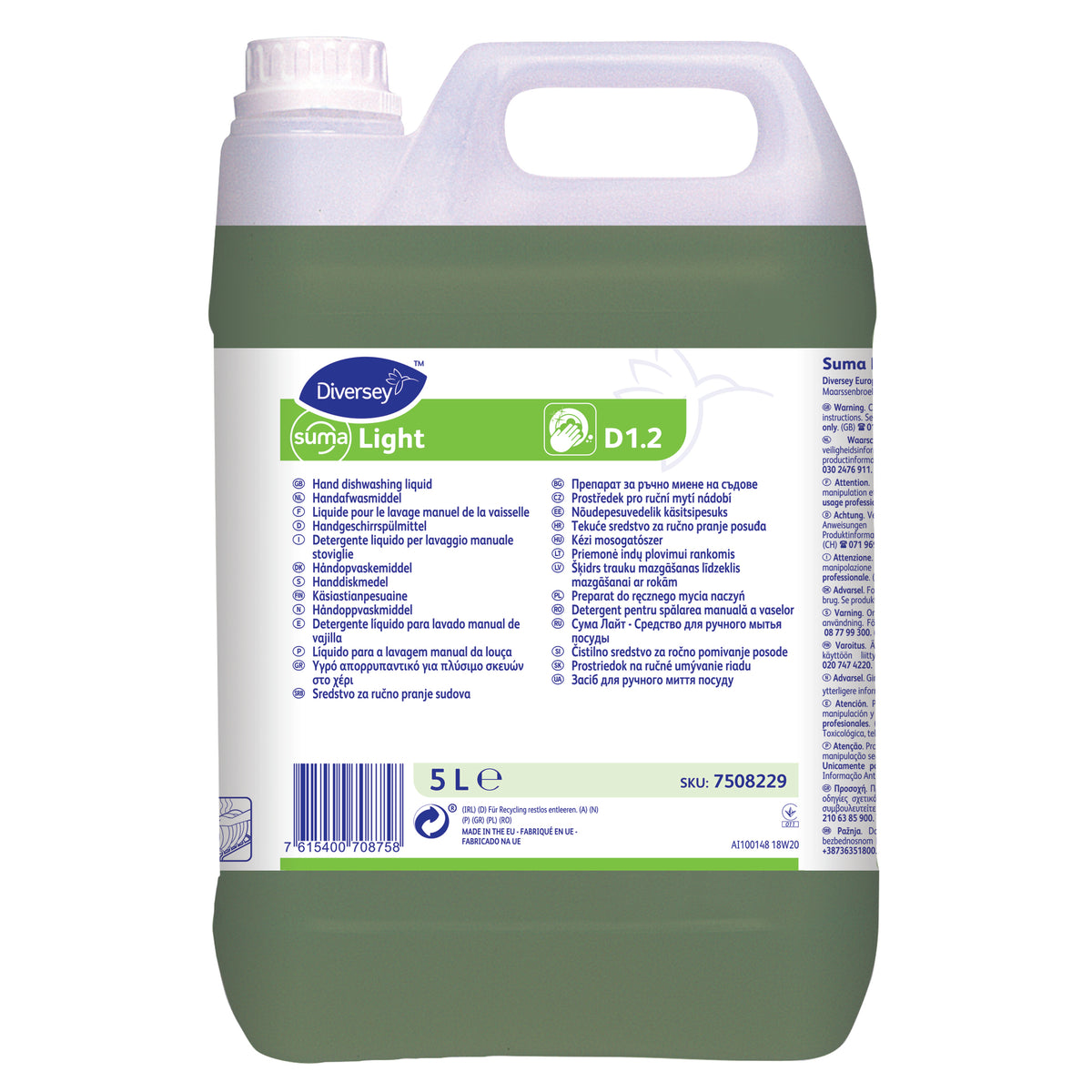 Detergente liquido per lavaggio manuale stoviglie Diversey Suma Light D1.2 2x5 litri