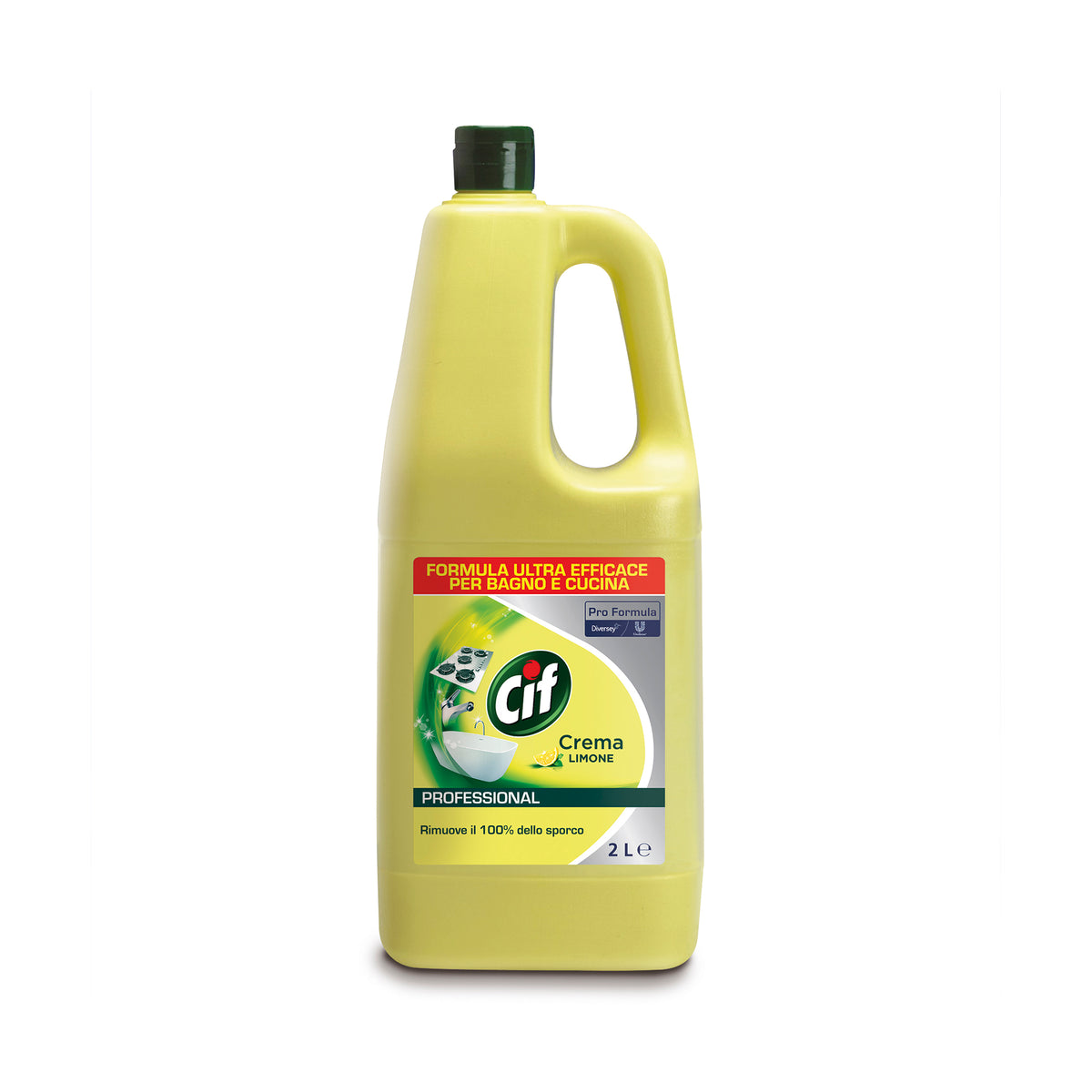 Detergente cremoso al limone per bagno e cucina Diversey Cif Crema Limone 2 litri