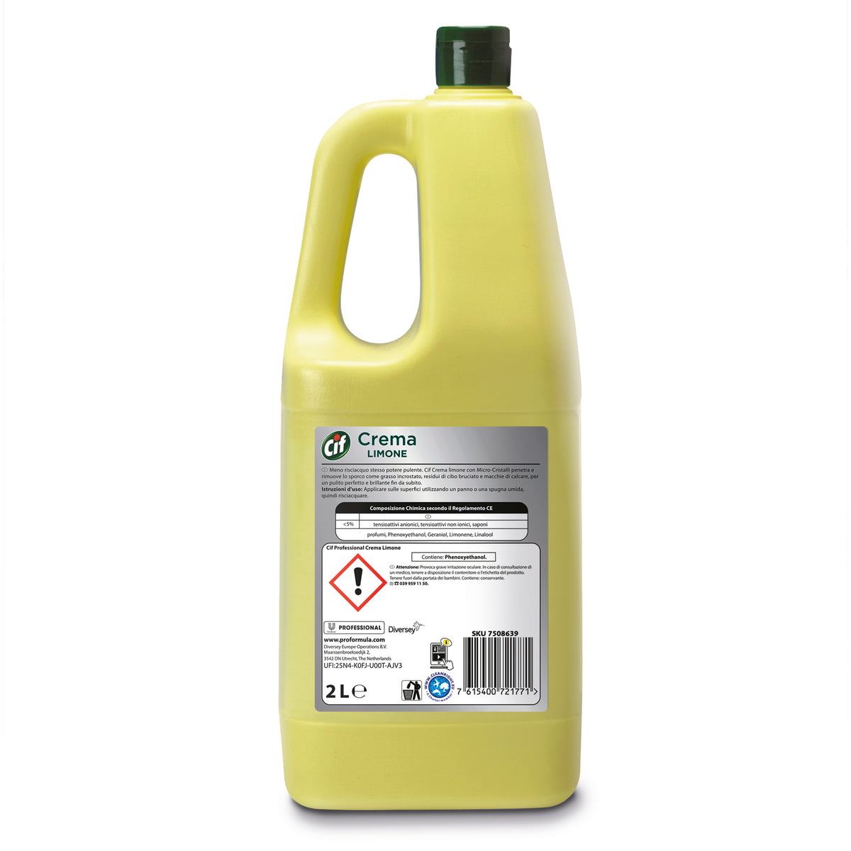Detergente cremoso al limone per bagno e cucina Diversey Cif Crema Limone 6x2 litri