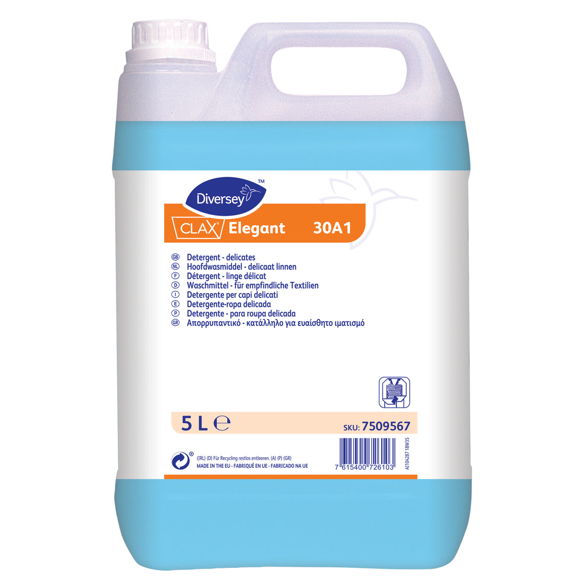 Detersivo enzimatico per tessuti delicati Diversey Clax Elegant 30A1 2x5 litri