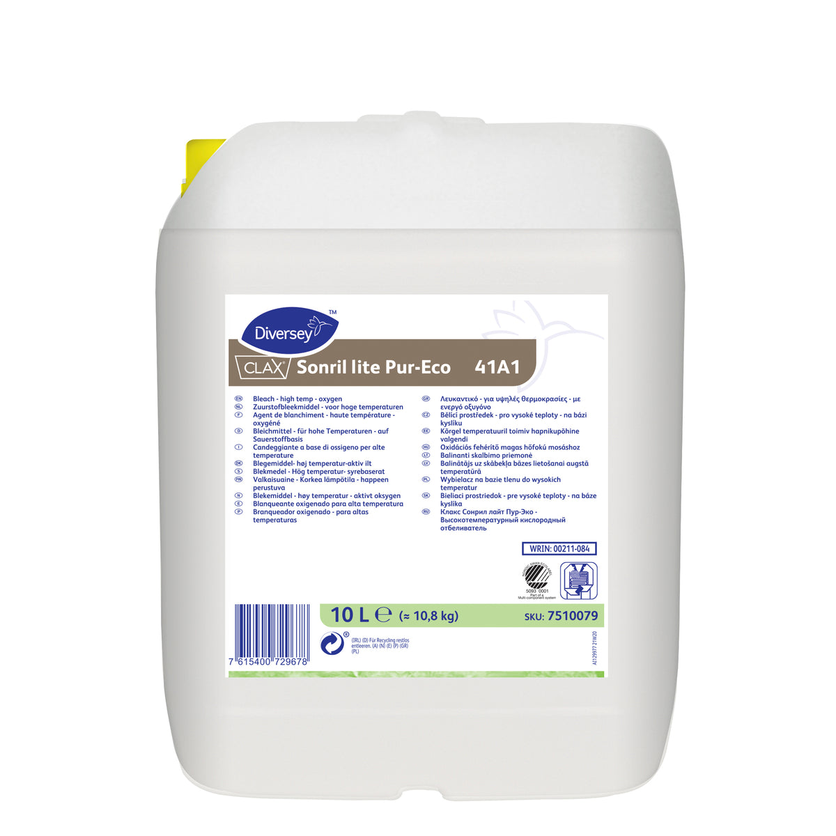 Candeggiante ossigeno per alte temperature Diversey Clax Sonril lite Pur-Eco 41A1 10 litri