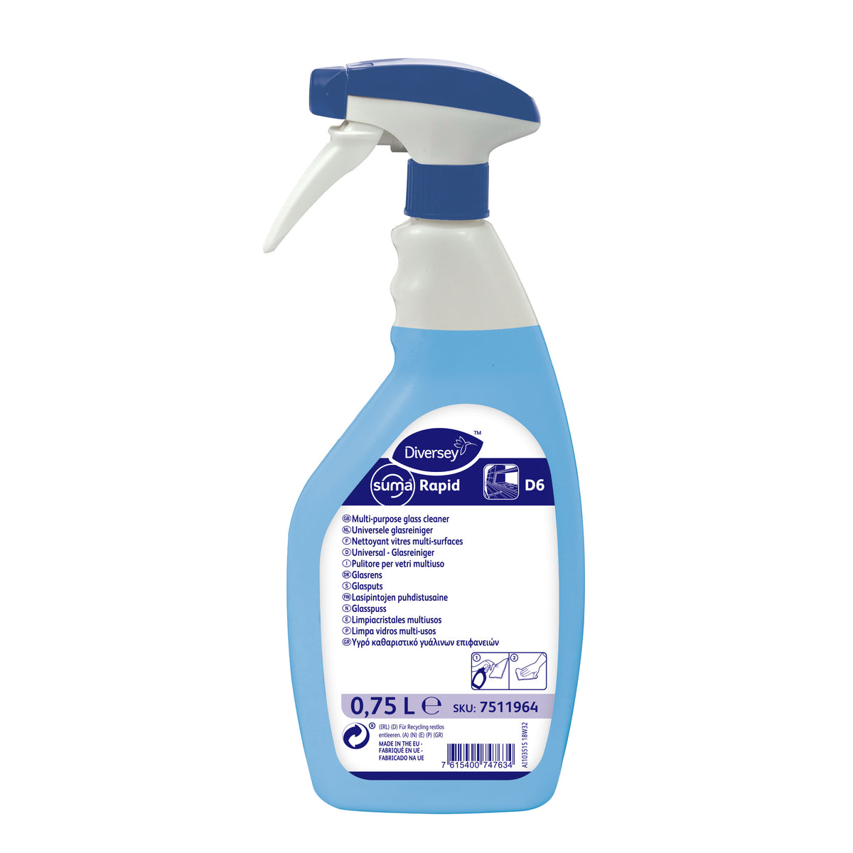 Detergente neutro pronto all’uso gradevolmente profumato Diversey Suma Rapid D6 750 ml