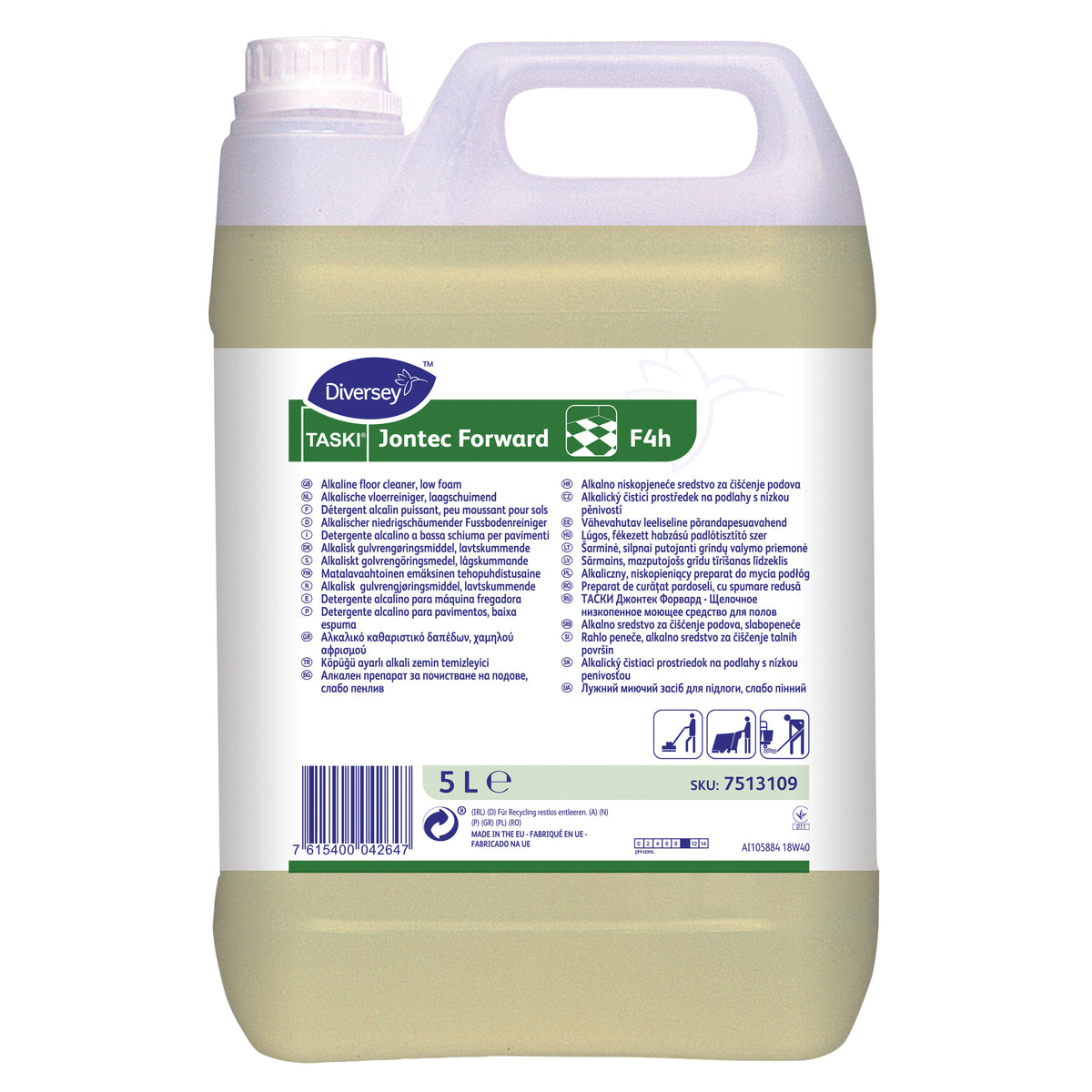 Detergente alcalino a bassa schiuma per pavimenti Diversey TASKI Jontec Forward F4h 5 litri