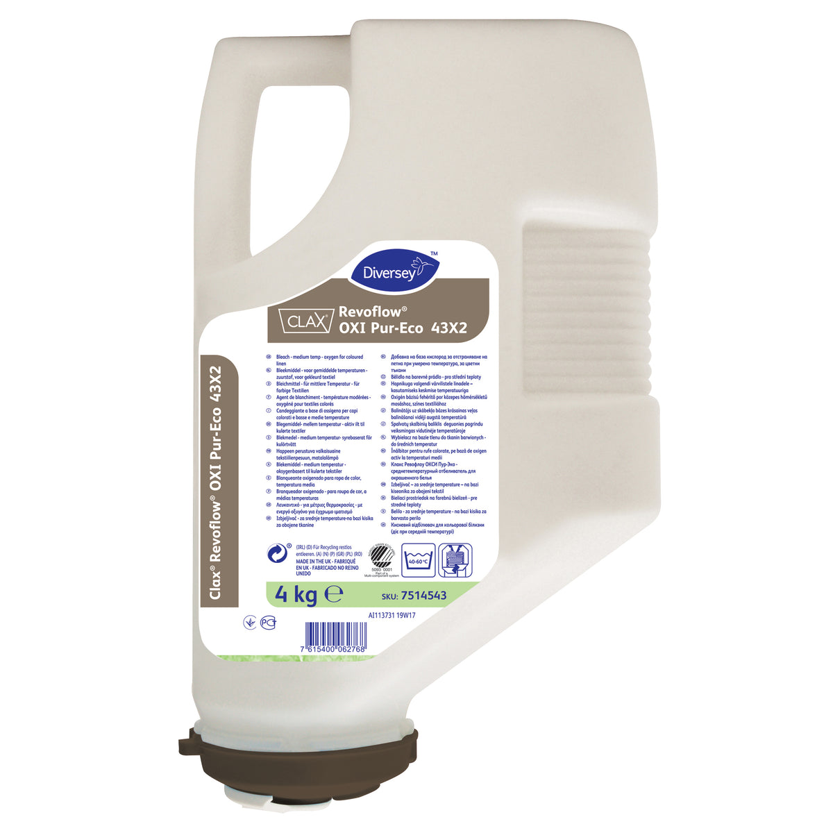 Candeggiante ossigeno per capi colorati Diversey Clax Revoflow OXI Pur-Eco 43X3 3x4 kg