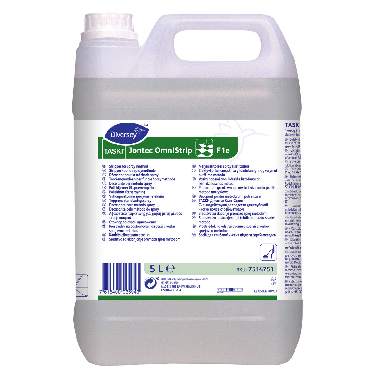 Detergente decerante per metodo spray Diversey TASKI Jontec OmniStrip F1e 2x5 litri