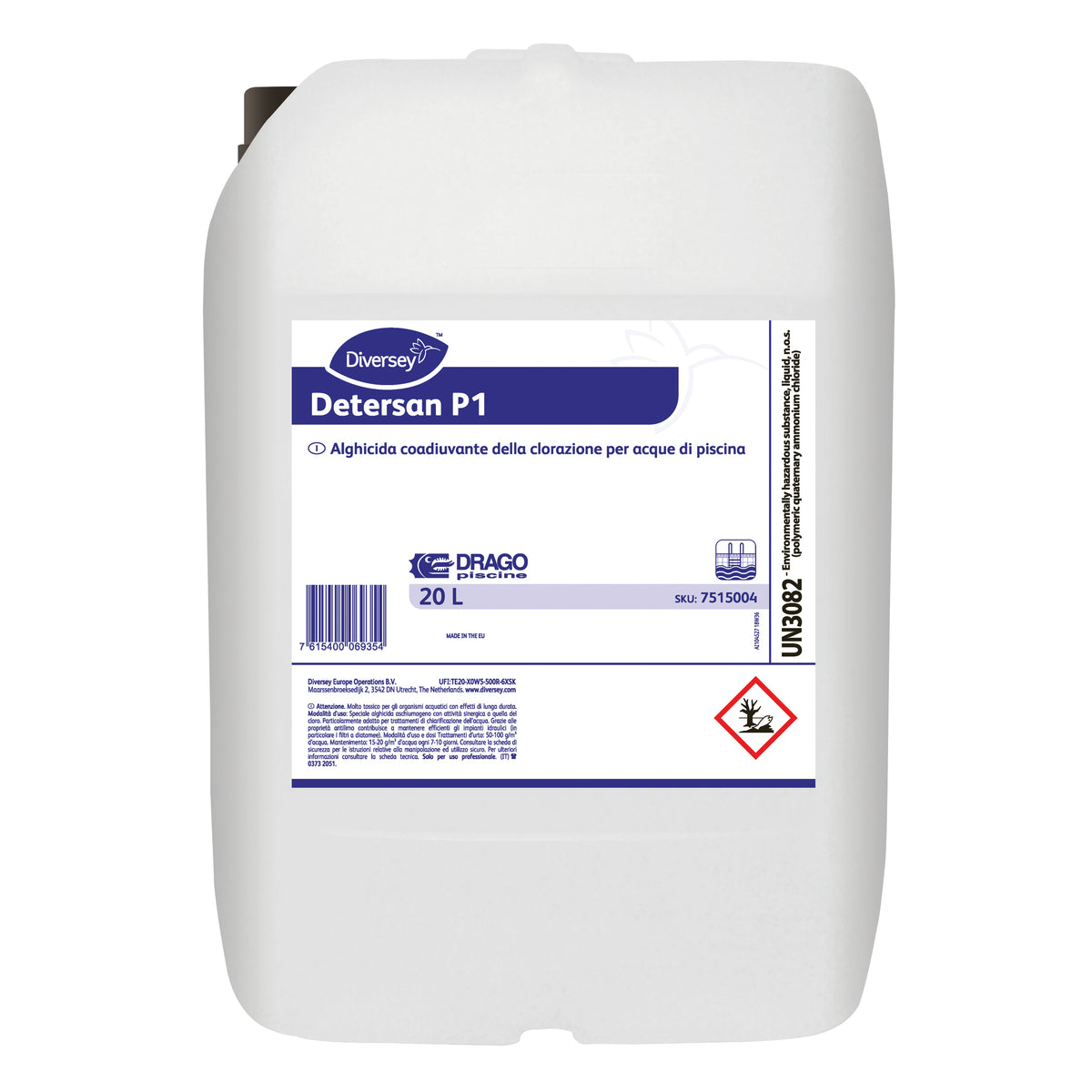 Alghicida per piscina coadiuvante della clorazione Diversey Detersan P1 20 litri