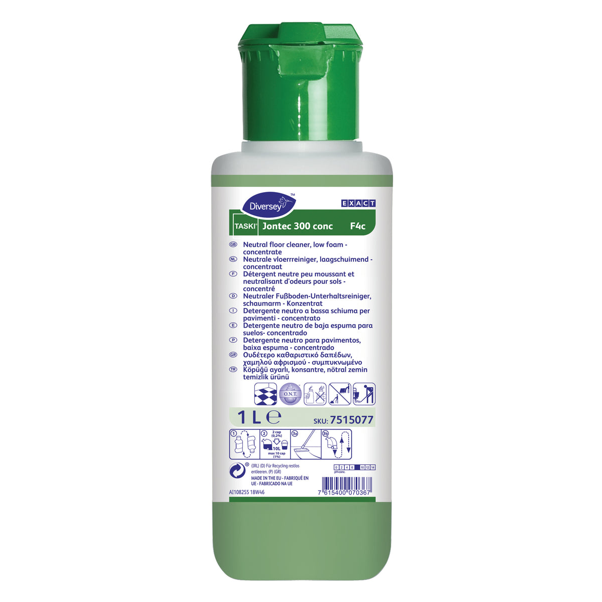Detergente neutro concentrato per pavimenti Diversey TASKI Jontec 300 conc 1 litro