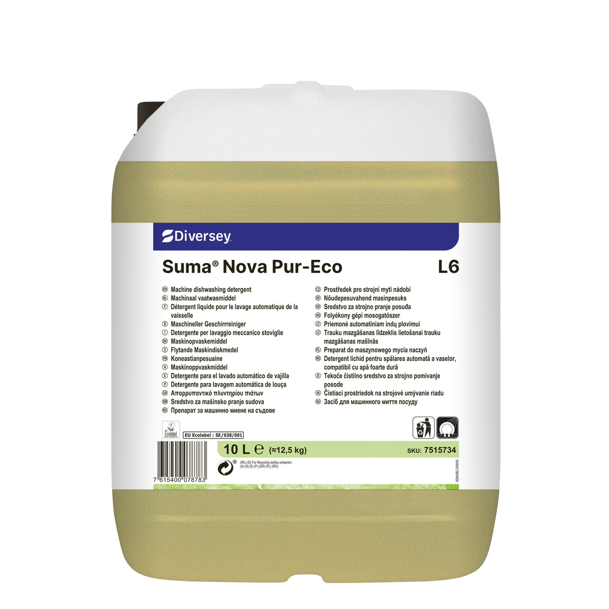 Detergente lavastoviglie per acque dure Diversey Suma Nova Pur-Eco L6 10 litri