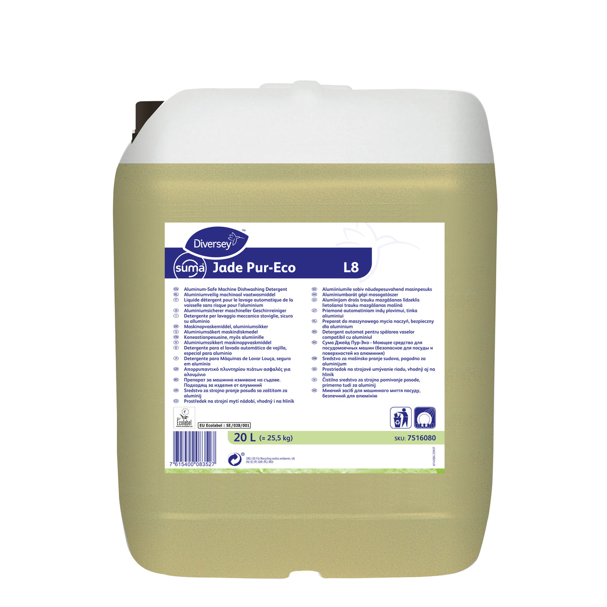 Detergente lavastoviglie per acque medio-dure Diversey Suma Jade Pur-Eco L8 10 litri