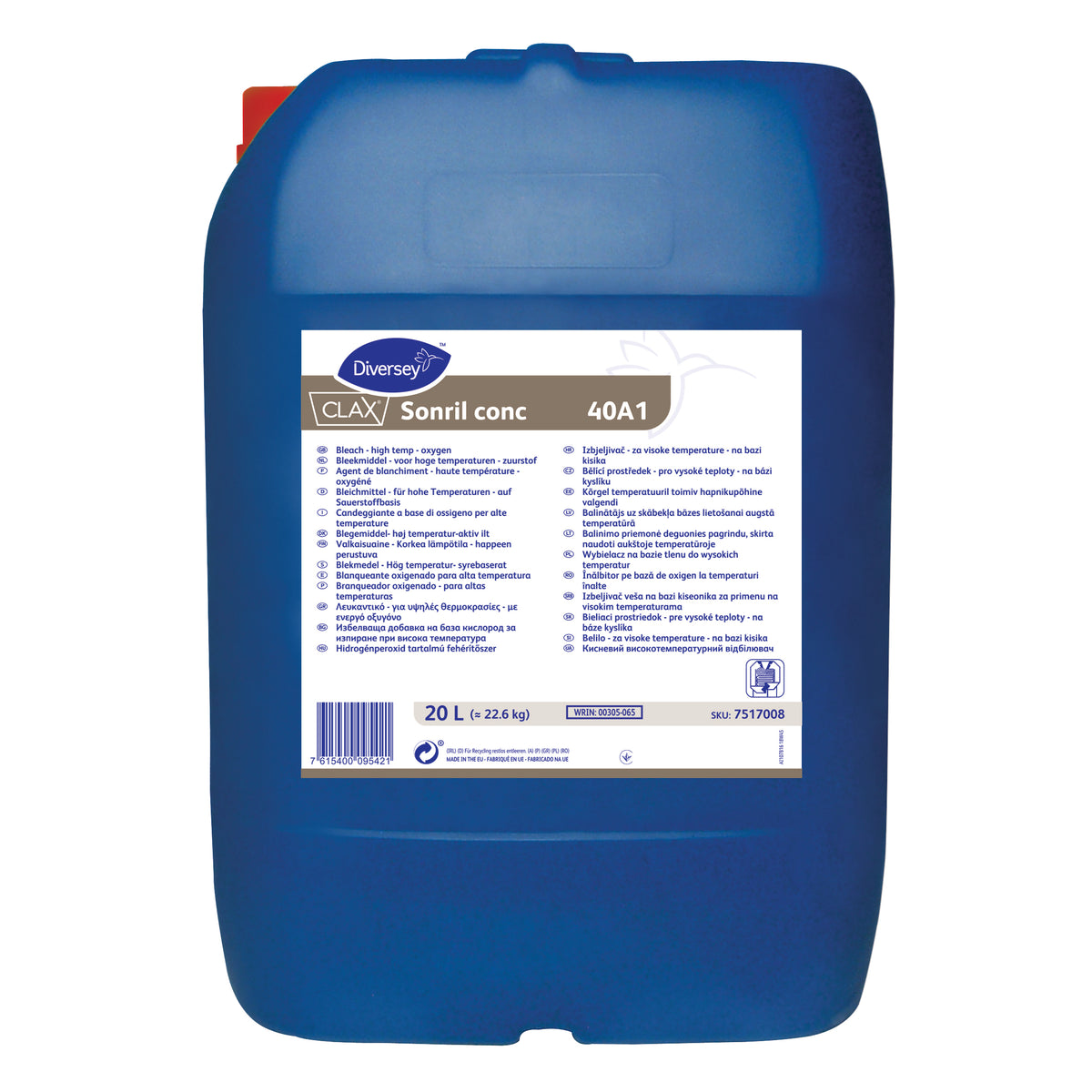 Candeggiante concentrato ossigeno alte temperature Diversey Clax Sonril conc 40A1 20 litri