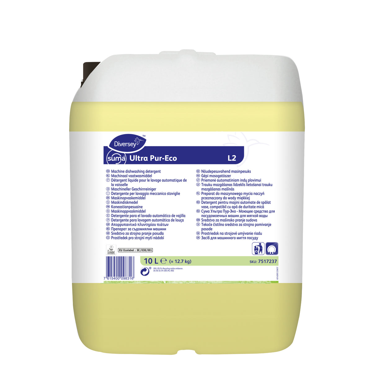 Detergente lavastoviglie per acque dolci Diversey Suma Ultra Pur-Eco L2 10 litri