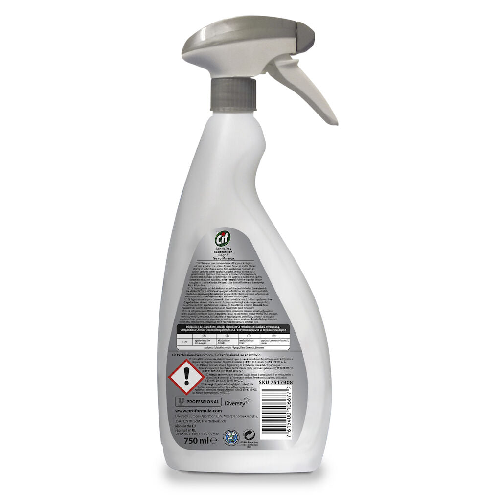 Detergente disincrostante acido per l'igiene del bagno Cif Bagno 750 ml