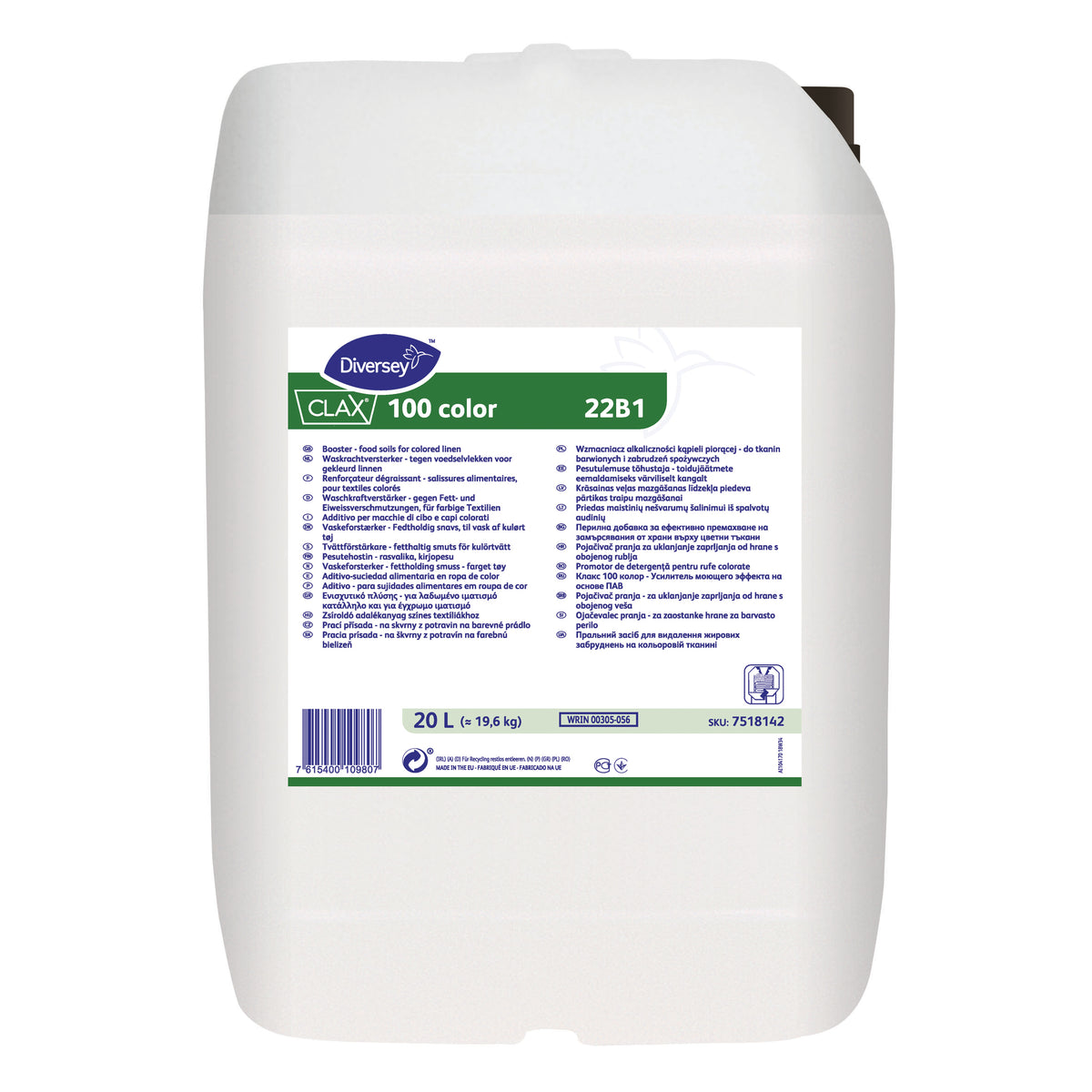Additivo per sporco alimentare su biancheria colorata Diversey Clax 100 color 22B1 20 litri