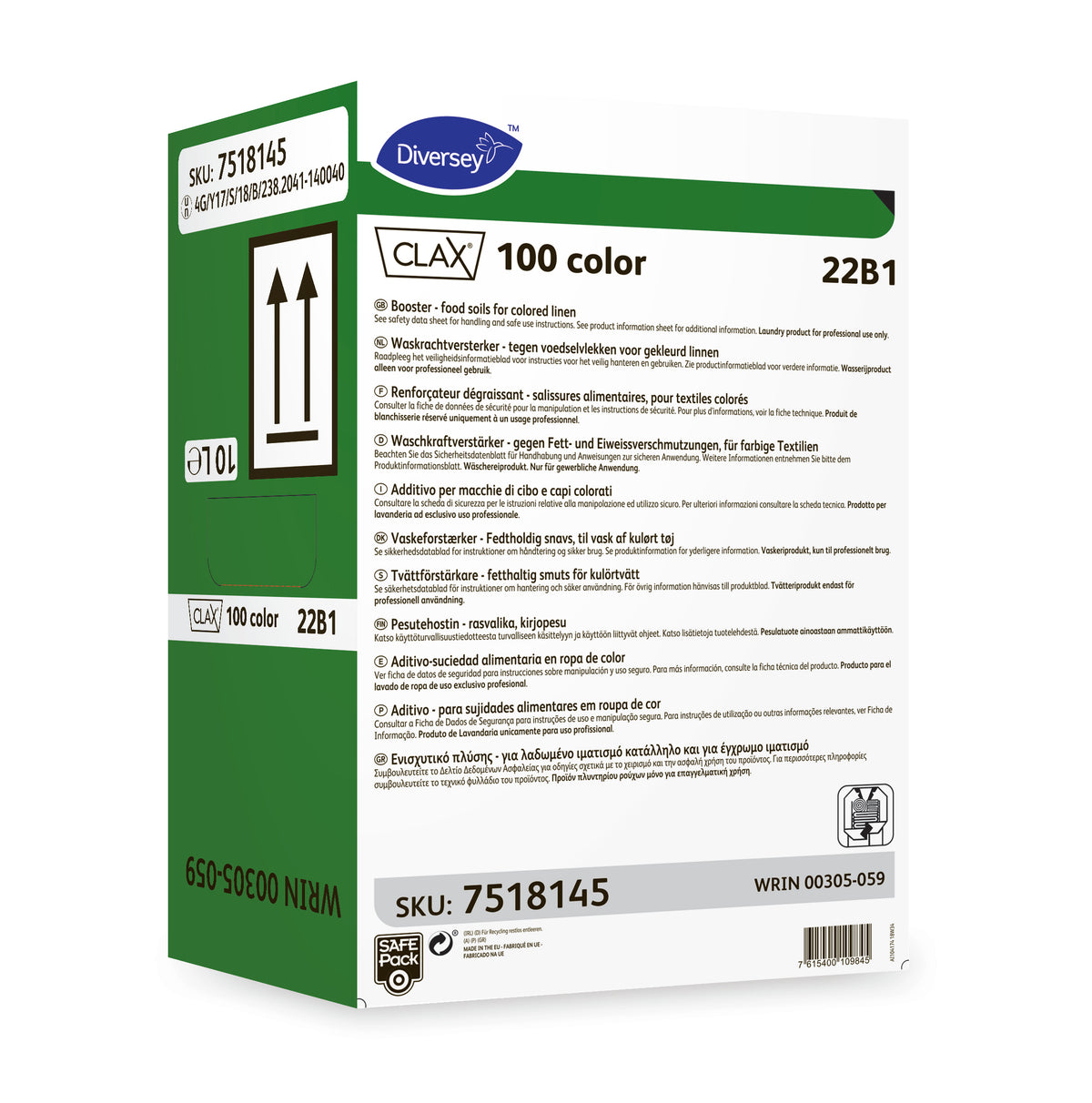 Additivo per sporco alimentare su biancheria colorata Diversey Clax 100 color 22B1 10 litri
