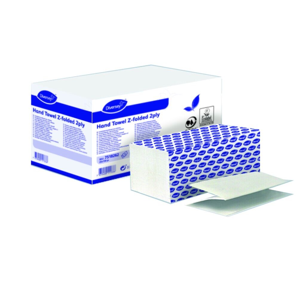 Asciugamani di carta piegati a Z Diversey Hand Towel Z-Folded 20,5 x 24 cm 1 pezzo DISPONIBILE IN 7 GIORNI LAVORATIVI