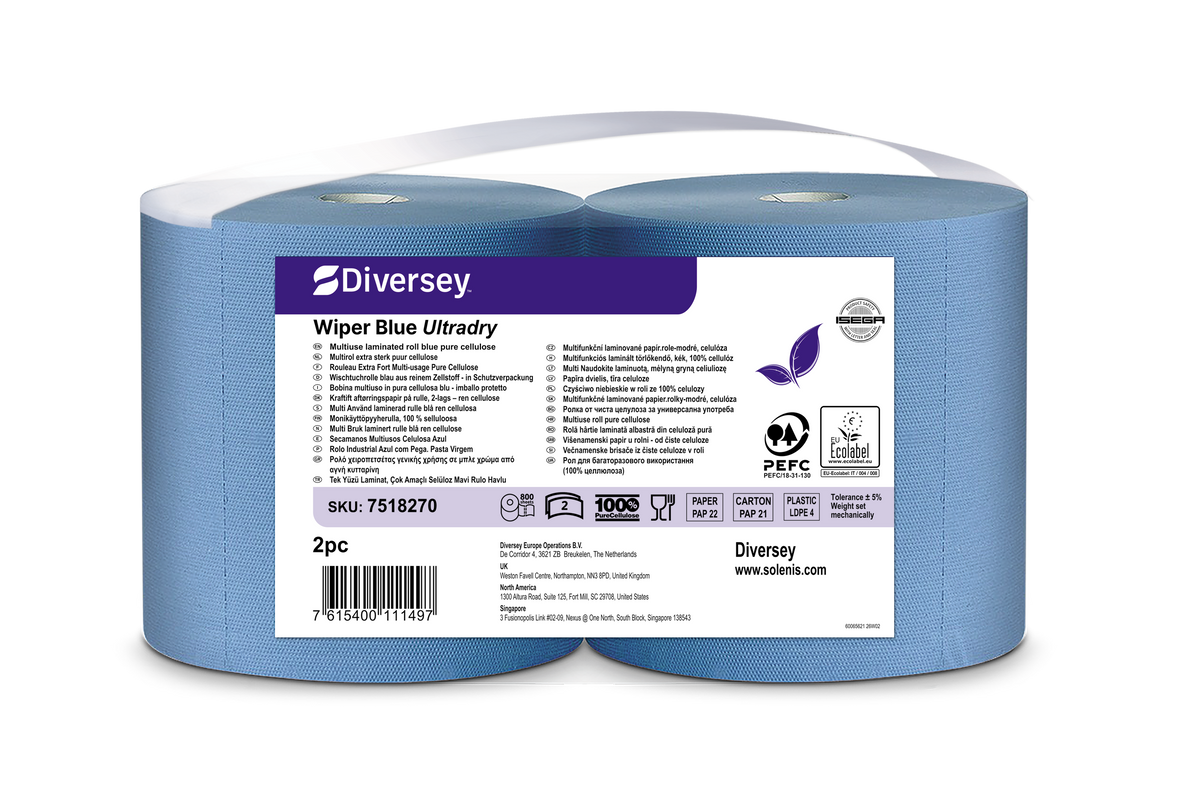 Bobina multiuso blu Diversey Wiper Blue Ultradry 176 m 2 pezzi