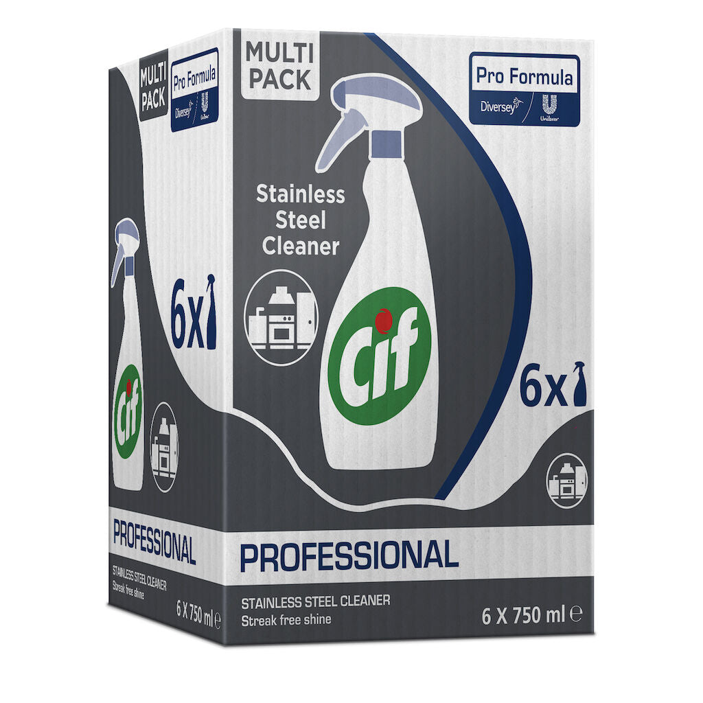 Detergente superfici in acciaio Diversey Cif Acciaio Inox 6x0,75 l