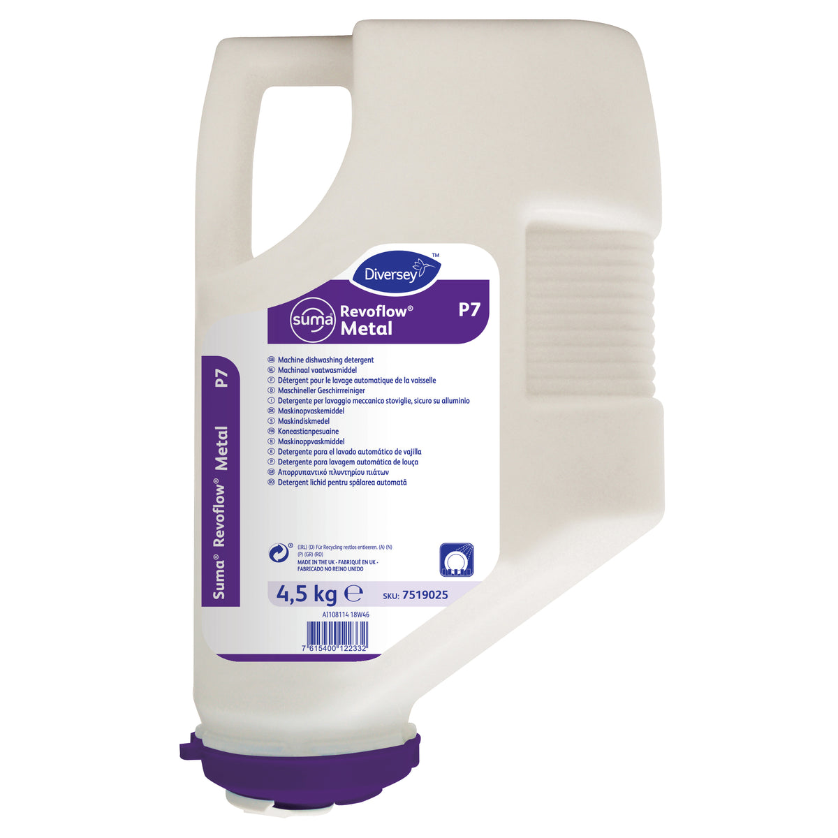 Detergente lavastoviglie per acque dolci Diversey Suma Revoflow Metal P7 3x4,5 kg