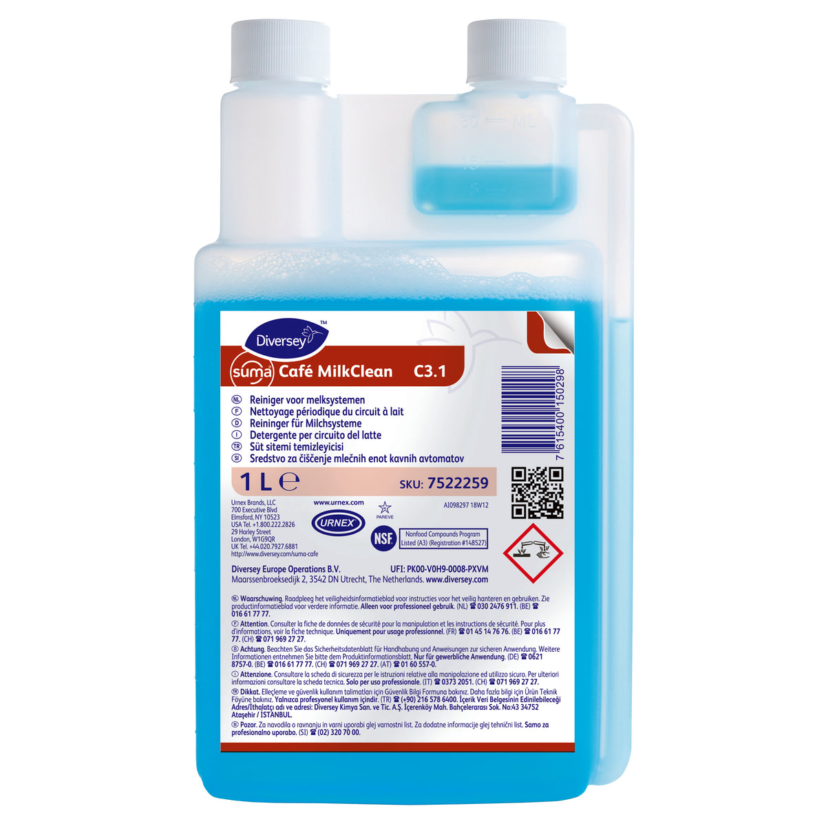 Detergente acido per circuiti del latte Diversey Suma Café MilkClean C3.1 1 litro