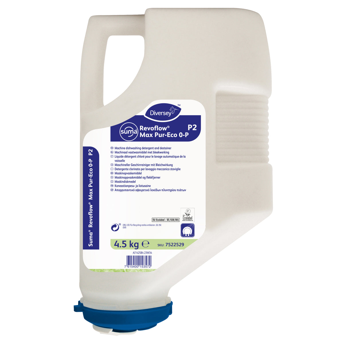 Detergente lavastoviglie per acque dolci Diversey Suma Revoflow Max Pur-Eco 0-P P2 4,5 kg
