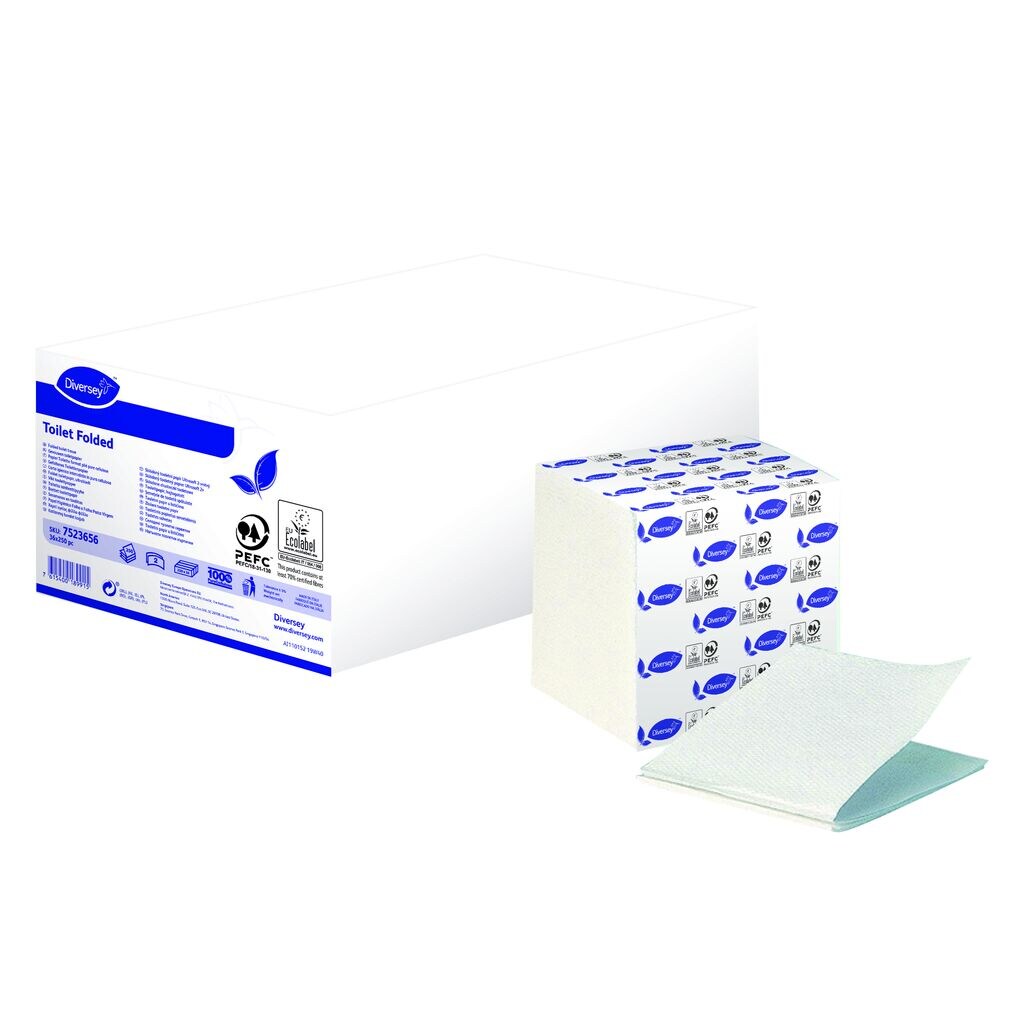 Carta igienica in fogli intercalati Diversey Toilet Folded 11 x 19 cm 36 pezzi DISPONIBILE IN 7 GIORNI LAVORATIVI