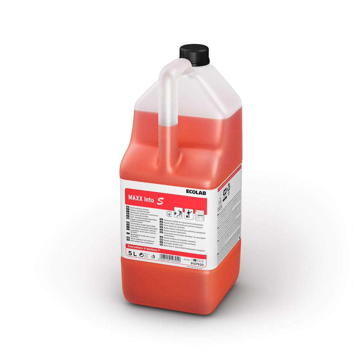 Detergente acido concentrato Ecolabel per sanitari Ecolab MAXX Into S 5 litri