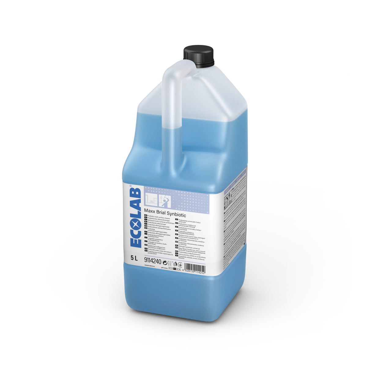 Detergente sinbiotico Ecolabel per superfici e vetri Ecolab MAXX Brial Synbiotic 5 litri
