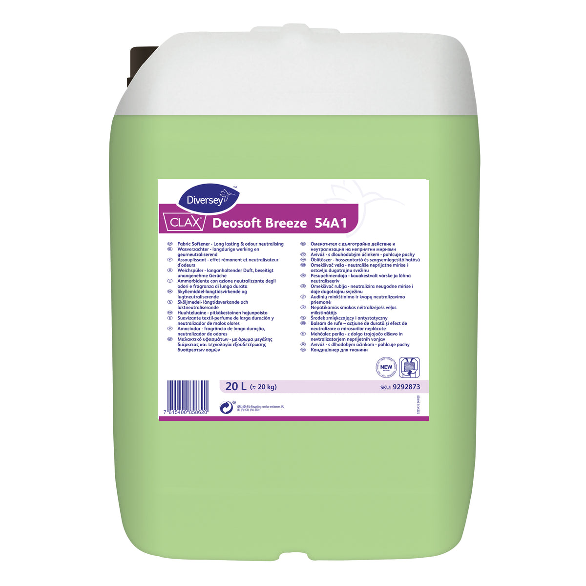 Ammorbidente Frangranza concentrata di lunga durata Diversey Clax Deosoft Breeze 54A1 20 litri