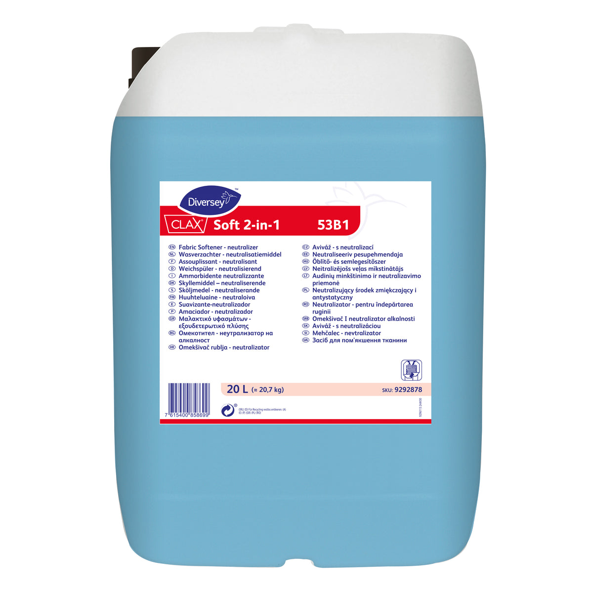 Ammorbidente concentrato neutralizzante odori Diversey Clax Soft 2-in-1 53B1 20 litri