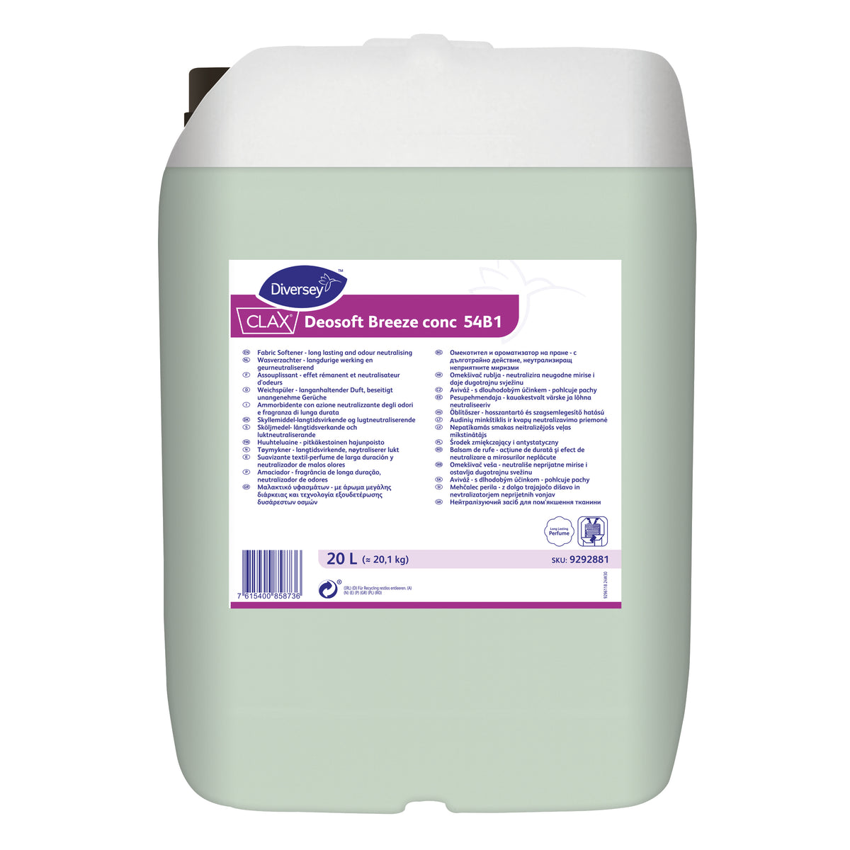 Ammorbidente Frangranza concentrata di lunga durata Diversey Clax Deosoft Breeze conc 54B1 20 litri
