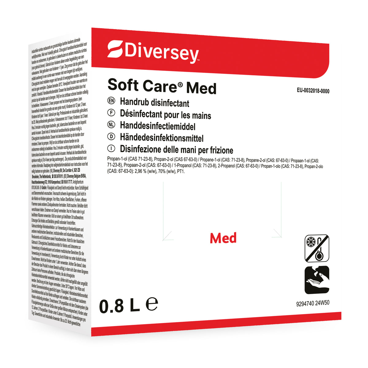 Disinfezione delle mani per frizione Diversey Soft Care Med 800 ml