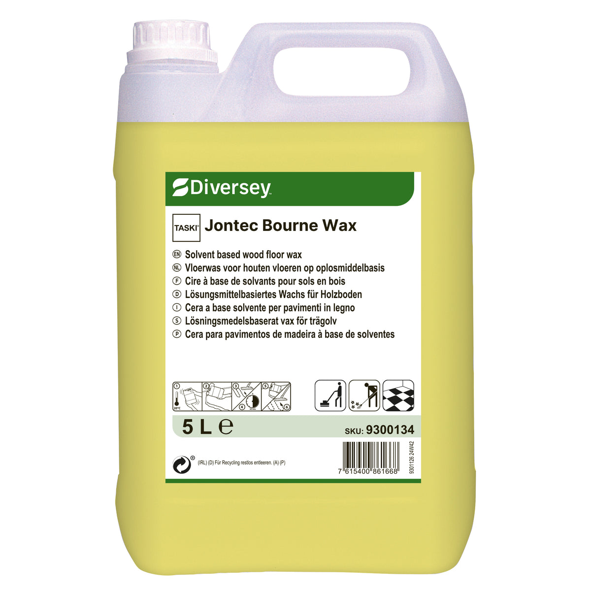 Cera liquida a solvente per pavimenti in legno Diversey TASKI Jontec Bourne Wax 5 litri