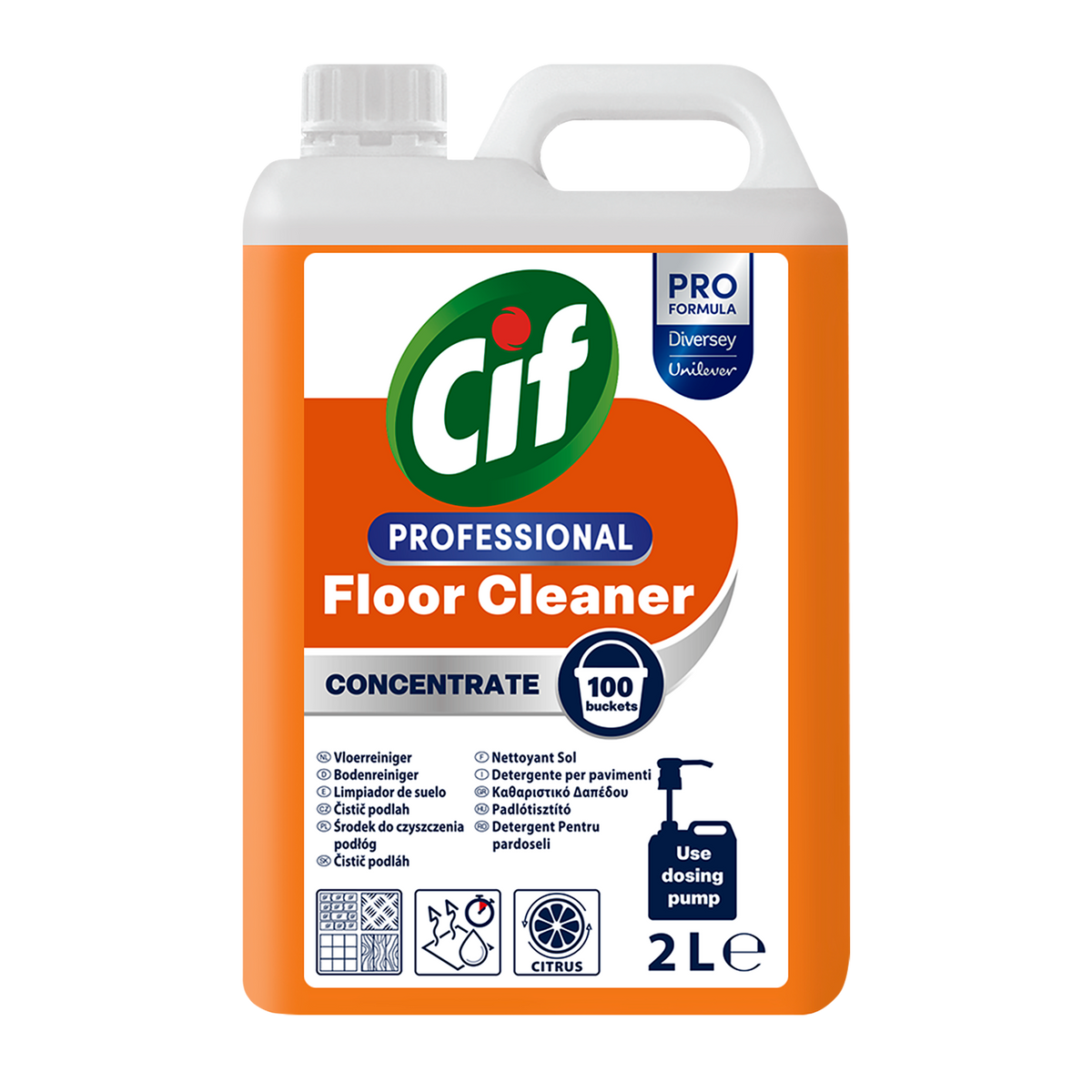Detergente concentrato per pavimenti Diversey Cif Professional 2x2 litri