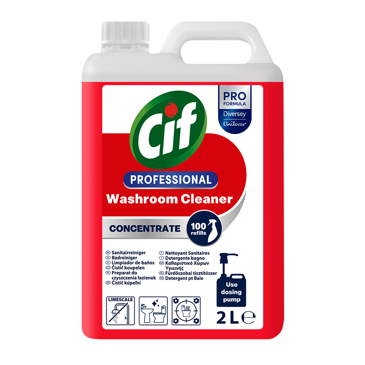 Detergente concentrato per bagno Diversey Cif Professional 2x2 litri