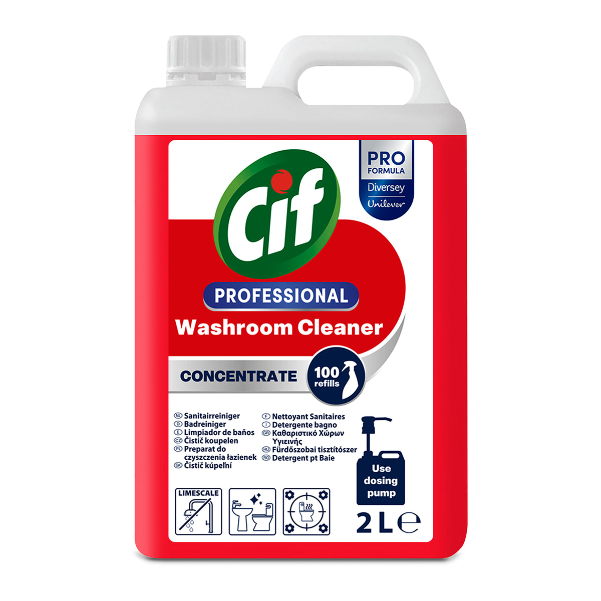 Detergente concentrato per bagno Diversey Cif Professional 2 litri