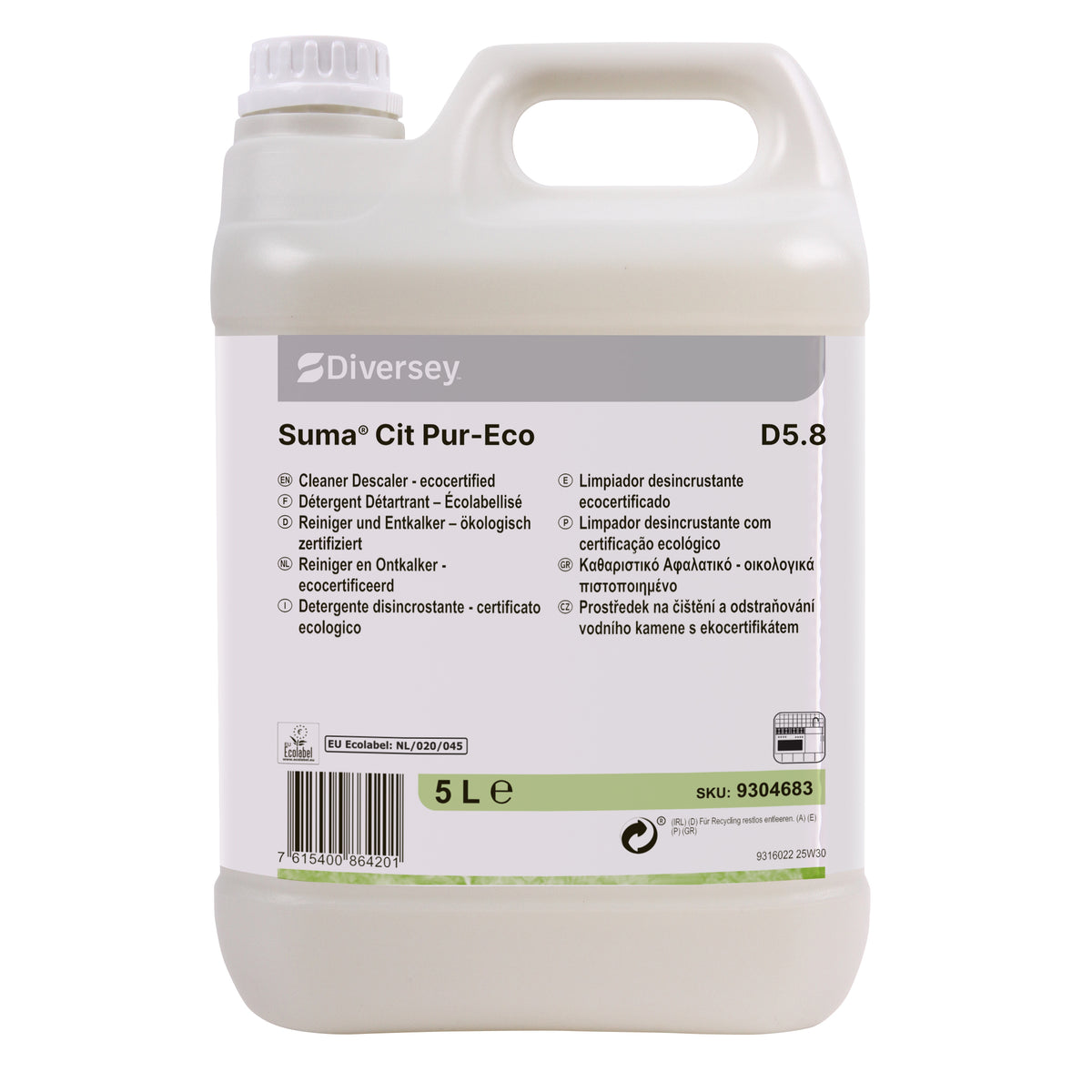 Detergente disincrostante certificato ecologico Diversey Suma Cit Pur-Eco D5.8 2x5 litri