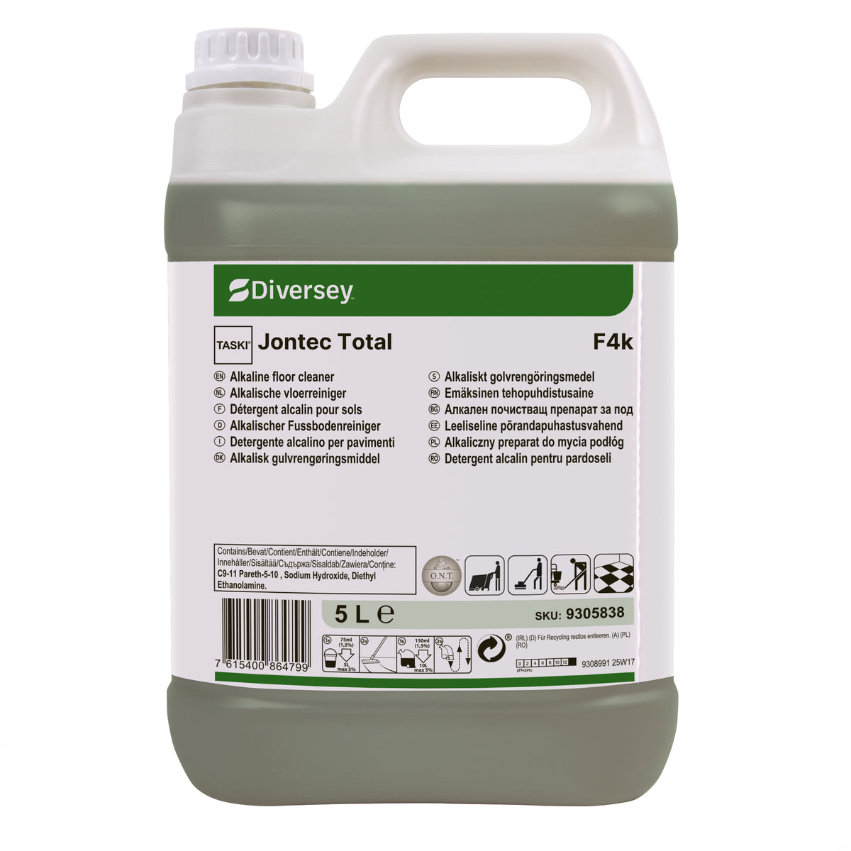 Detergente alcalino per pavimenti Diversey TASKI Jontec Total F4k 5 litri